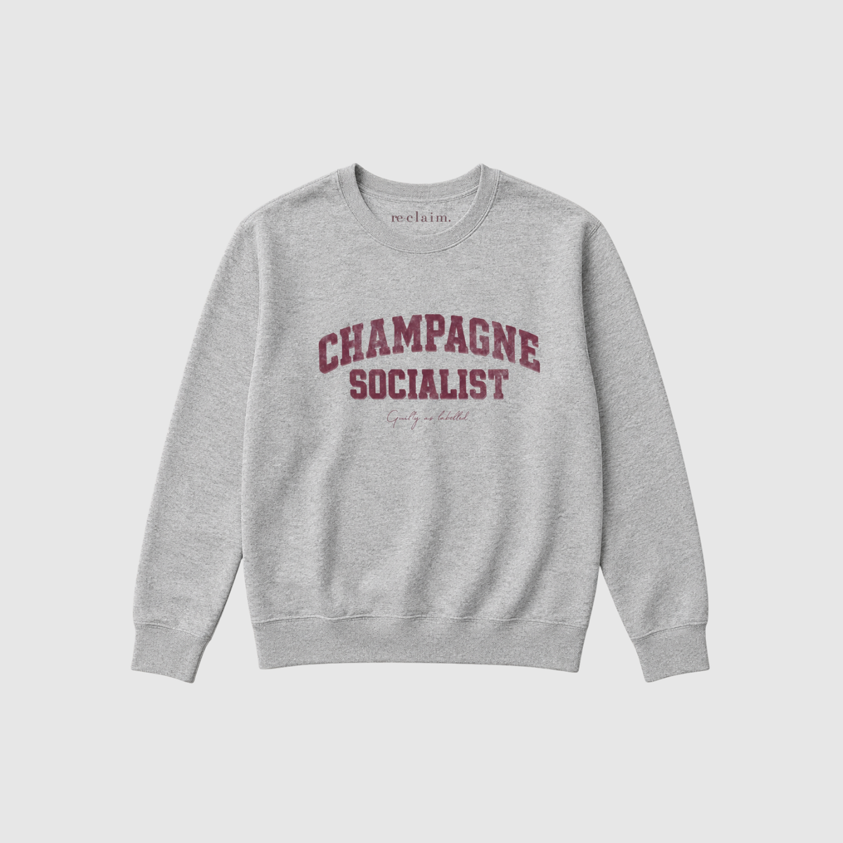 "CHAMPAGNE SOCIALIST" DISTRESSED-PRINT ORGANIC SWEATSHIRT