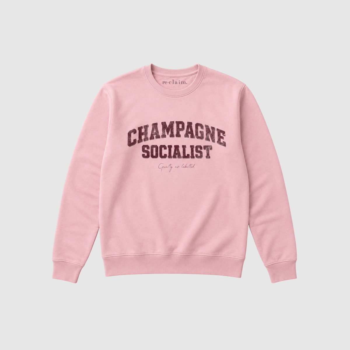 "CHAMPAGNE SOCIALIST" DISTRESSED-PRINT ORGANIC SWEATSHIRT