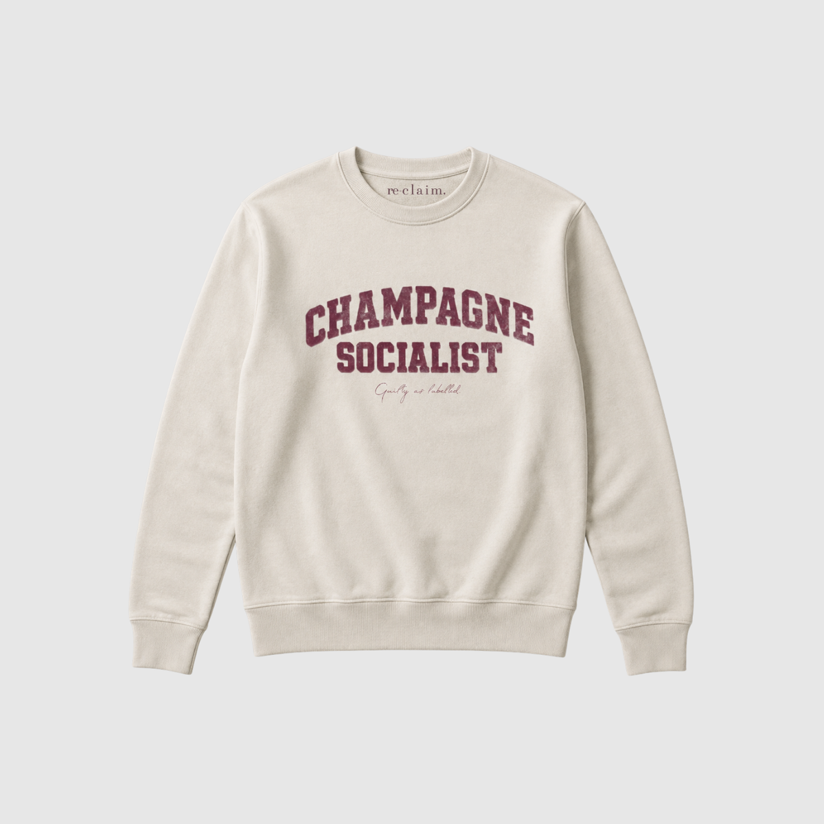 "CHAMPAGNE SOCIALIST" DISTRESSED-PRINT ORGANIC SWEATSHIRT