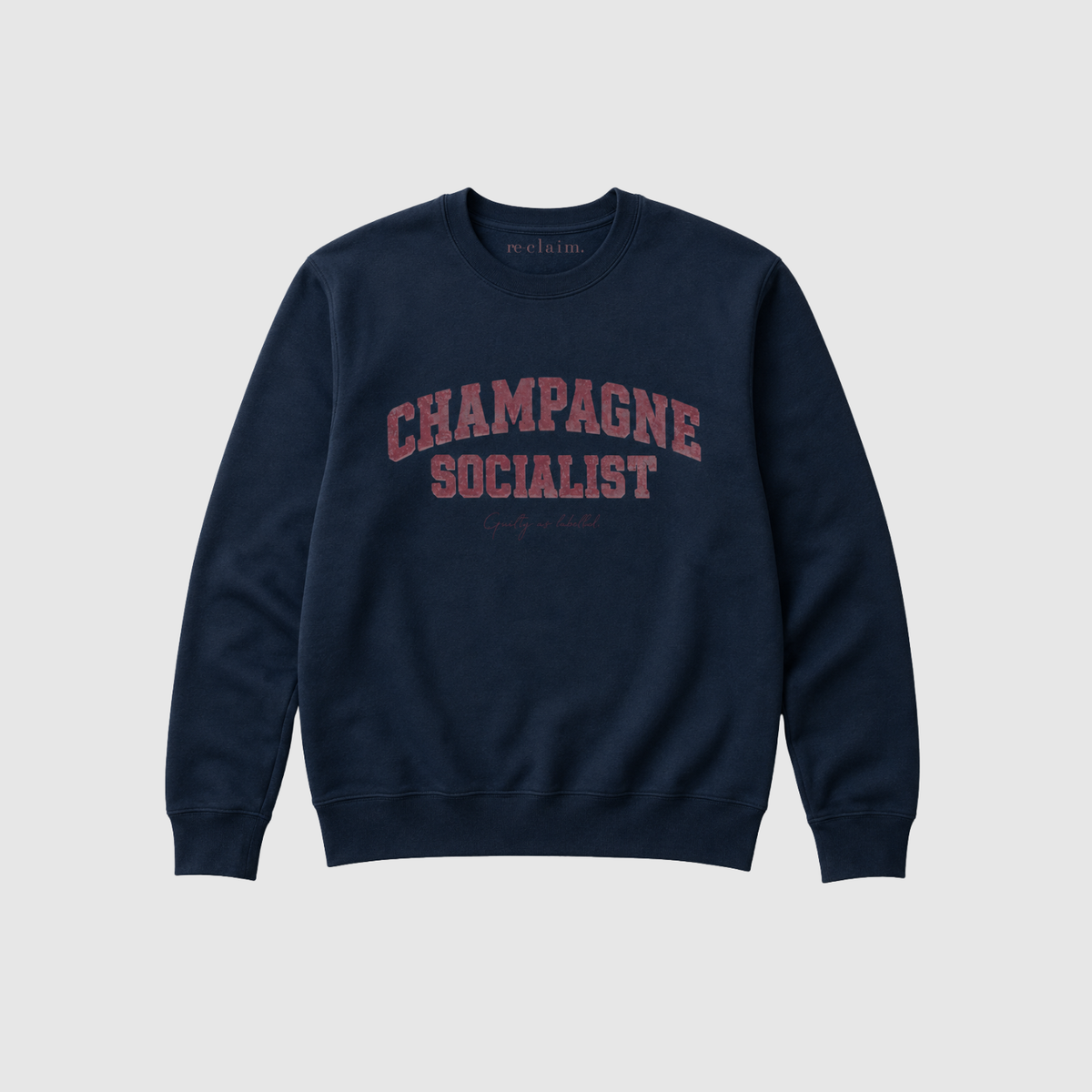 "CHAMPAGNE SOCIALIST" DISTRESSED-PRINT ORGANIC SWEATSHIRT