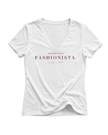 "ANTIFASCISTA AND YET FASHIONISTA."  LADIES V-NECK SHIRT