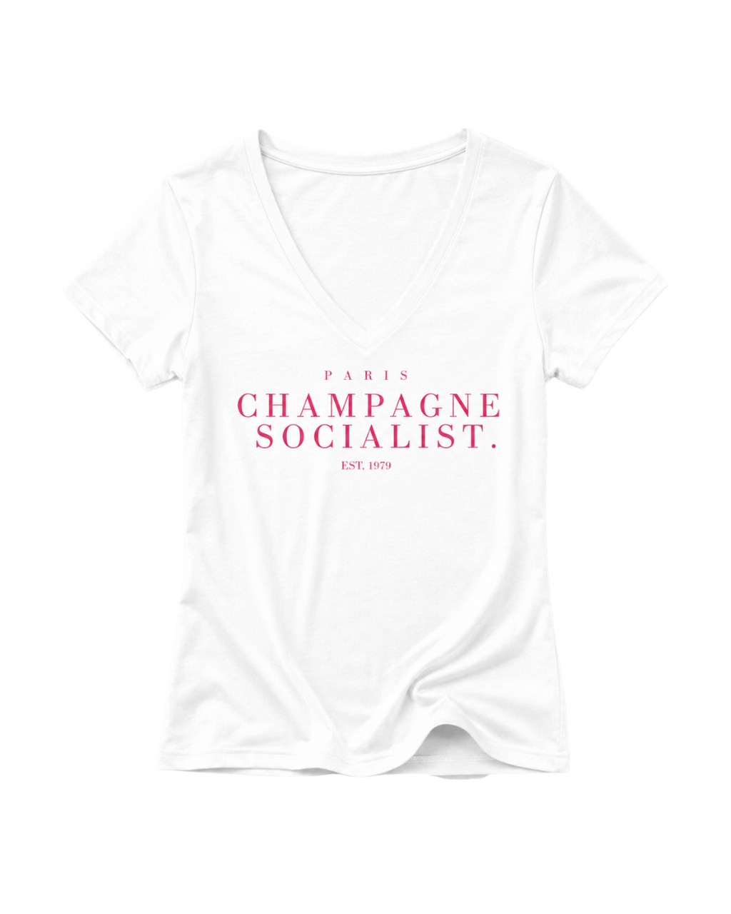 "PARIS CHAMPAGNE SOCIALIST." LADIES V-NECK SHIRT