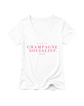 "PARIS CHAMPAGNE SOCIALIST." LADIES V-NECK SHIRT