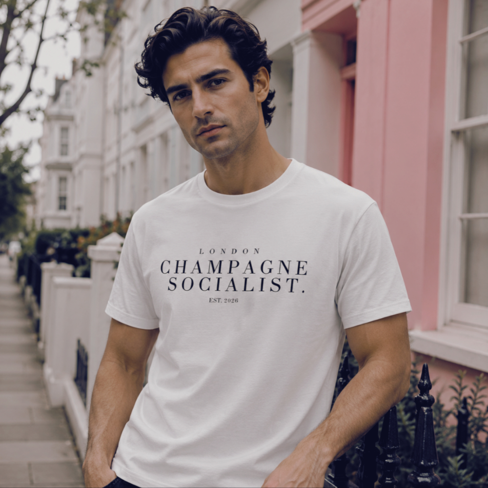 "LONDON CHAMPAGNE SOCIALIST." T-SHIRT