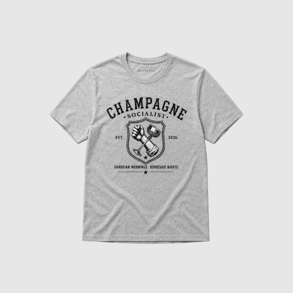 "CHAMPAGNE SOCIALIST - GUARDIAN MORNINGS, BORDEAUX NIGHTS" T-SHIRT