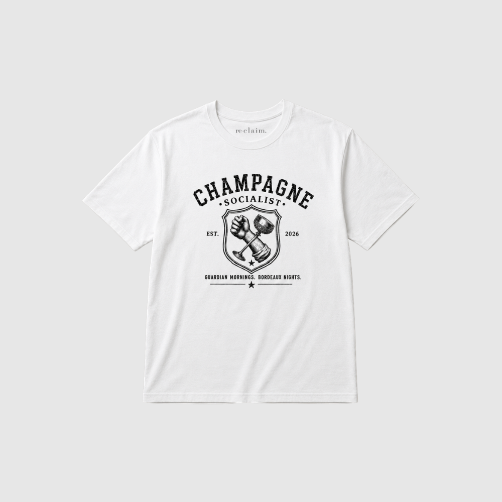 "CHAMPAGNE SOCIALIST - GUARDIAN MORNINGS, BORDEAUX NIGHTS" T-SHIRT