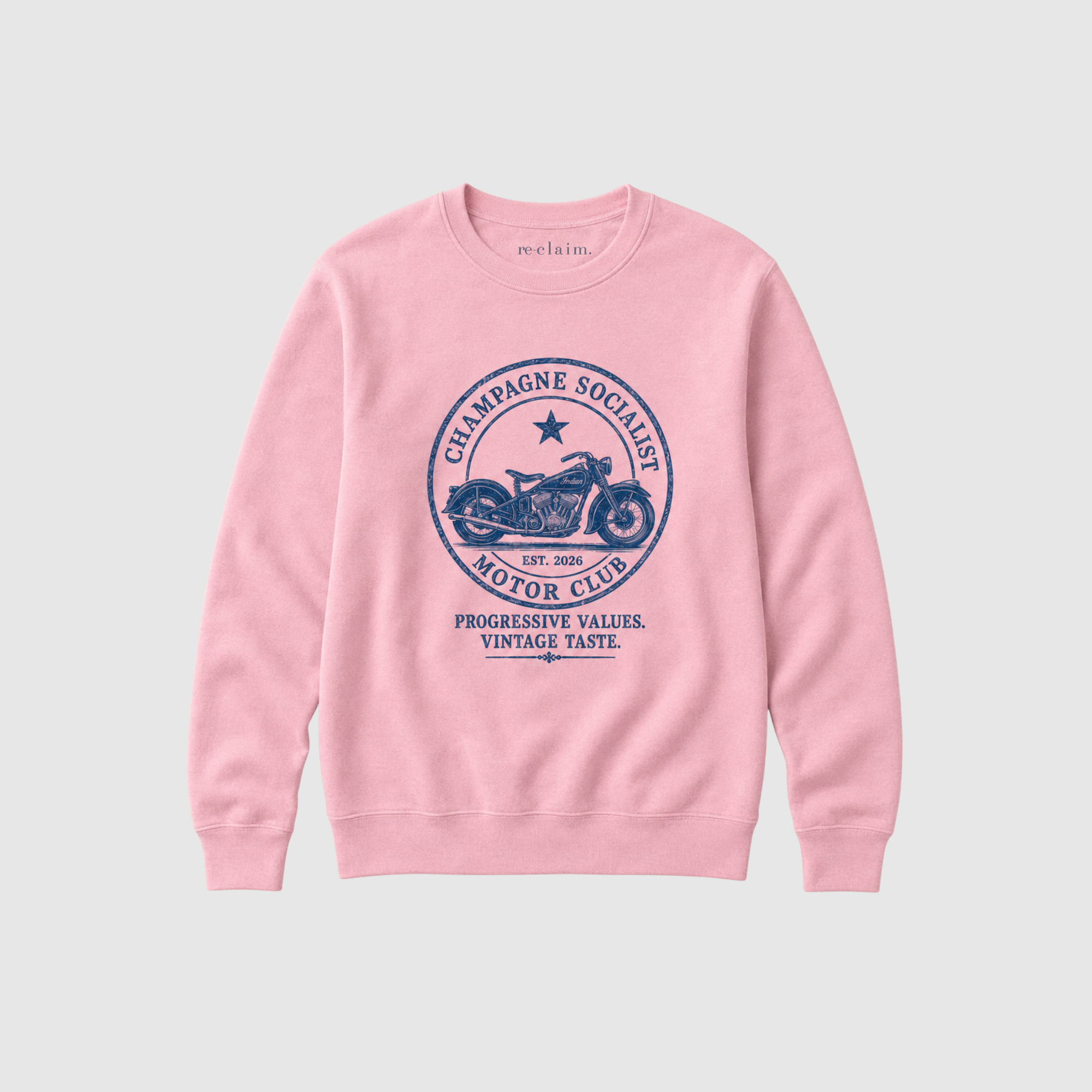 "CHAMPAGNE SOCIALIST MOTOR CLUB"  ORGANIC SWEATSHIRT