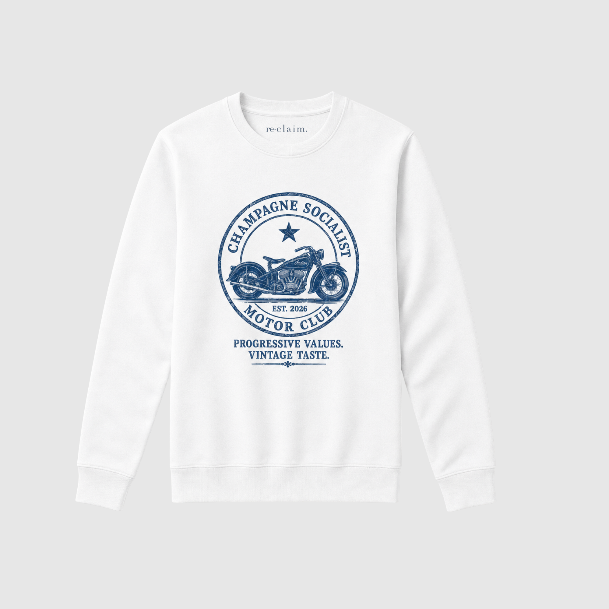"CHAMPAGNE SOCIALIST MOTOR CLUB"  ORGANIC SWEATSHIRT