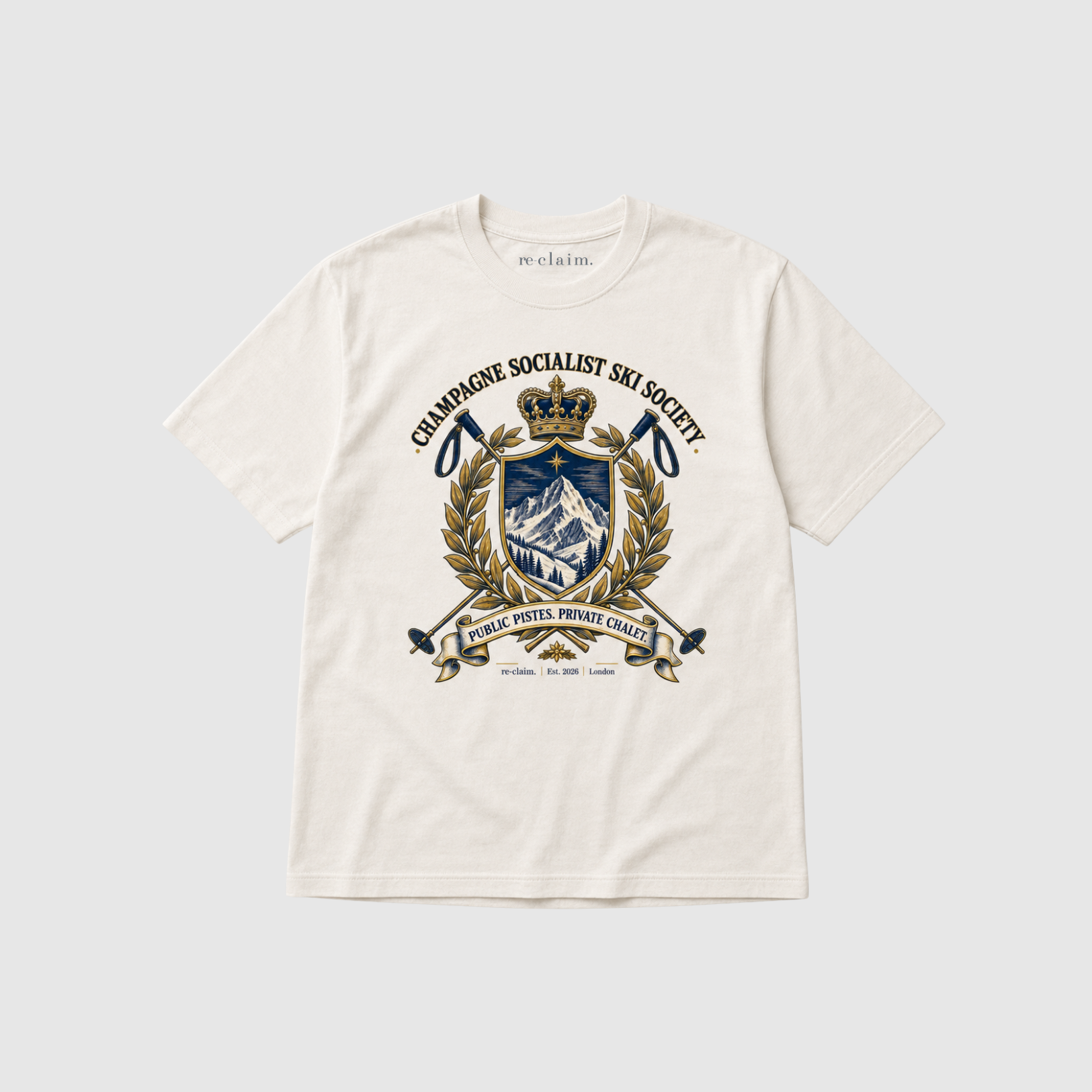 "CHAMPAGNE SOCIALIST SKI SOCIETY" ORGANIC T-SHIRT