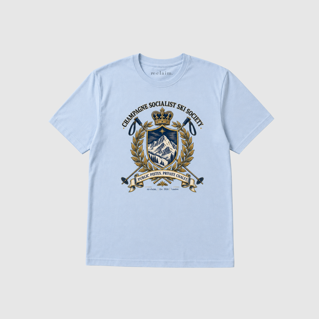 "CHAMPAGNE SOCIALIST SKI SOCIETY" ORGANIC T-SHIRT