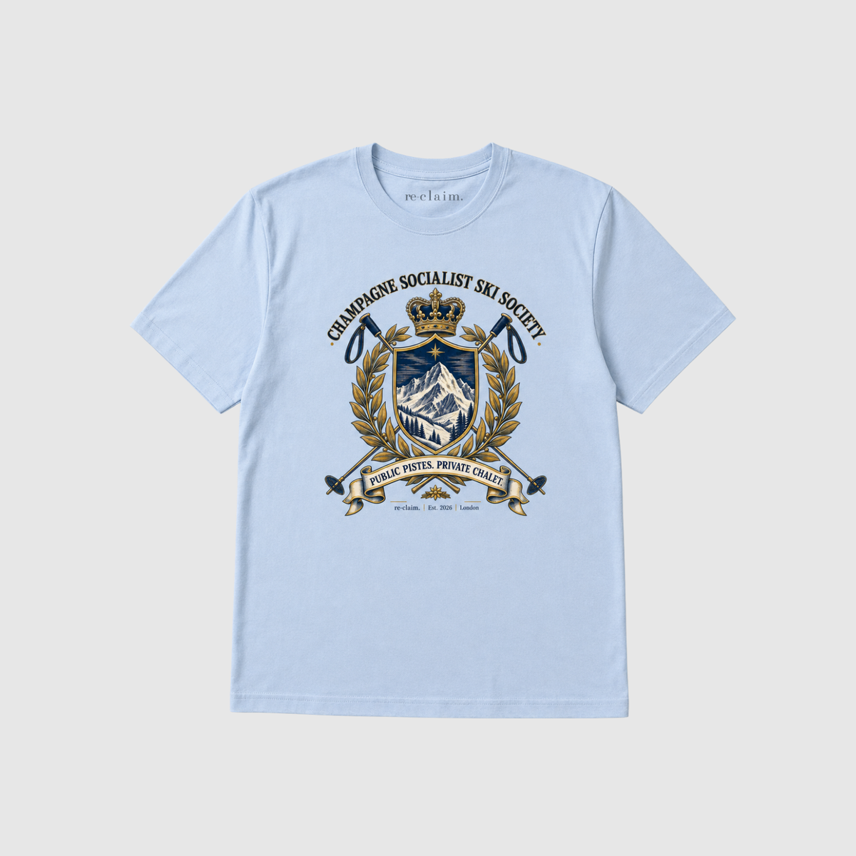 "CHAMPAGNE SOCIALIST SKI SOCIETY" ORGANIC T-SHIRT