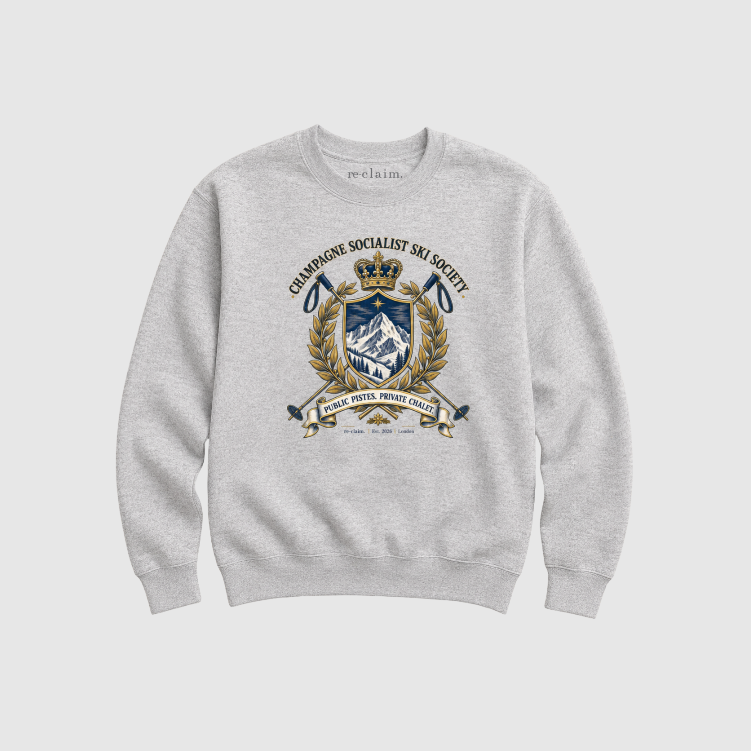 "CHAMPAGNE SOCIALIST SKI SOCIETY" ORGANIC SWEATSHIRT