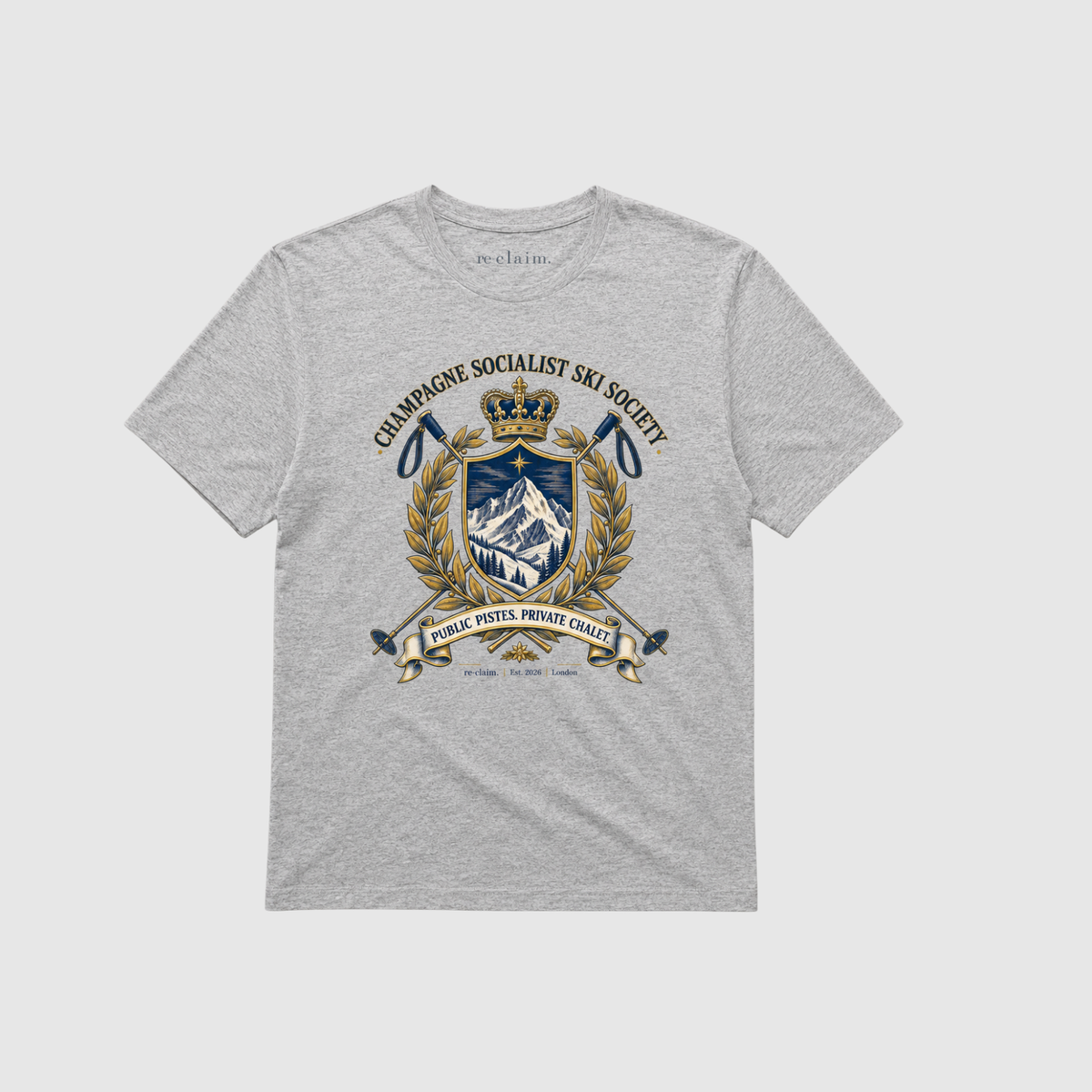 "CHAMPAGNE SOCIALIST SKI SOCIETY" ORGANIC T-SHIRT
