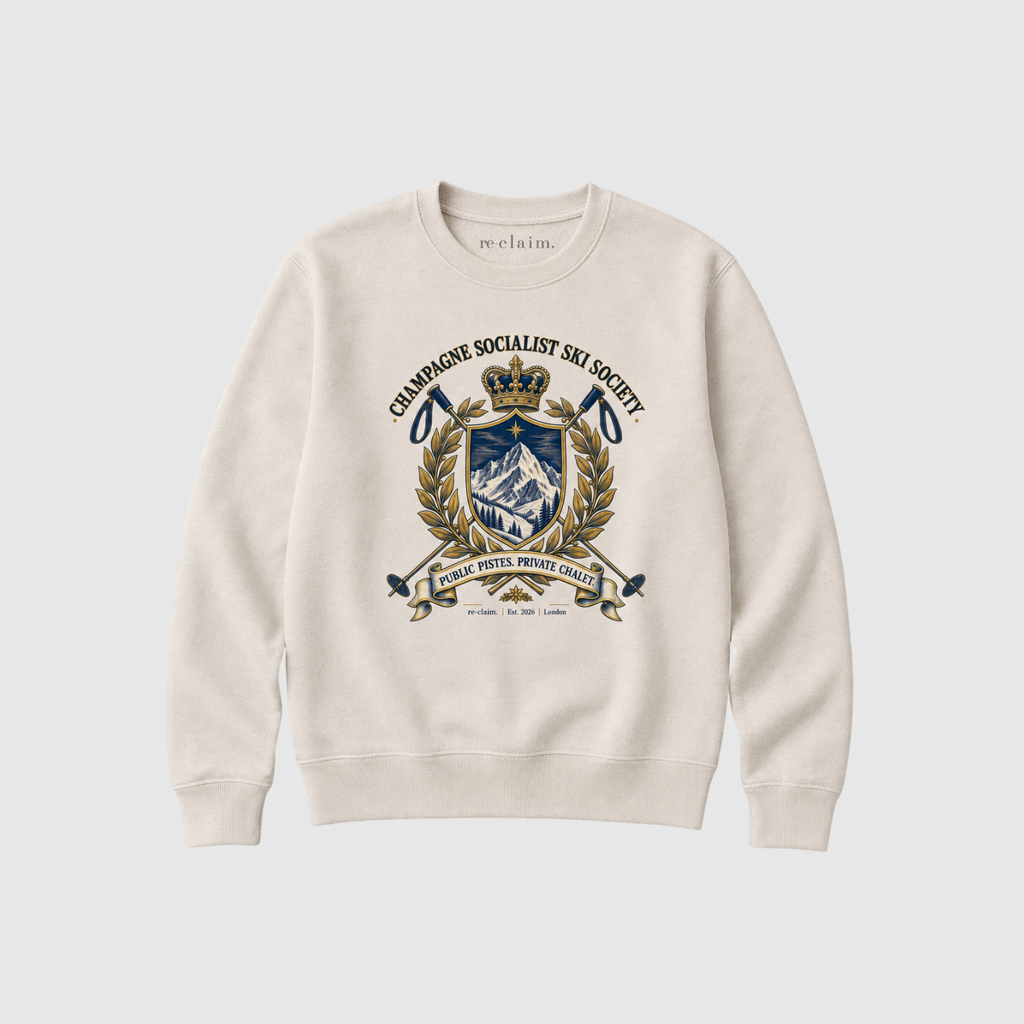 "CHAMPAGNE SOCIALIST SKI SOCIETY" ORGANIC SWEATSHIRT