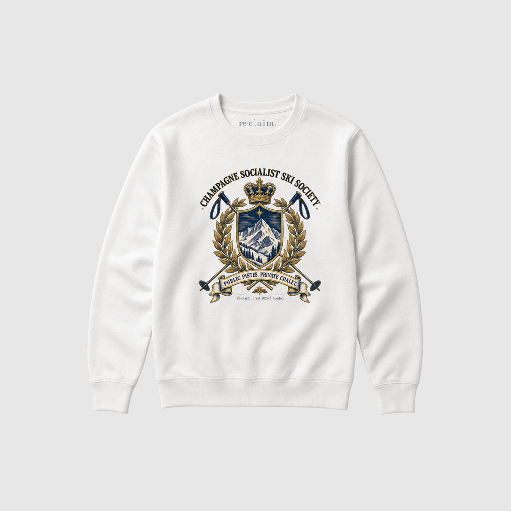 "CHAMPAGNE SOCIALIST SKI SOCIETY" ORGANIC SWEATSHIRT