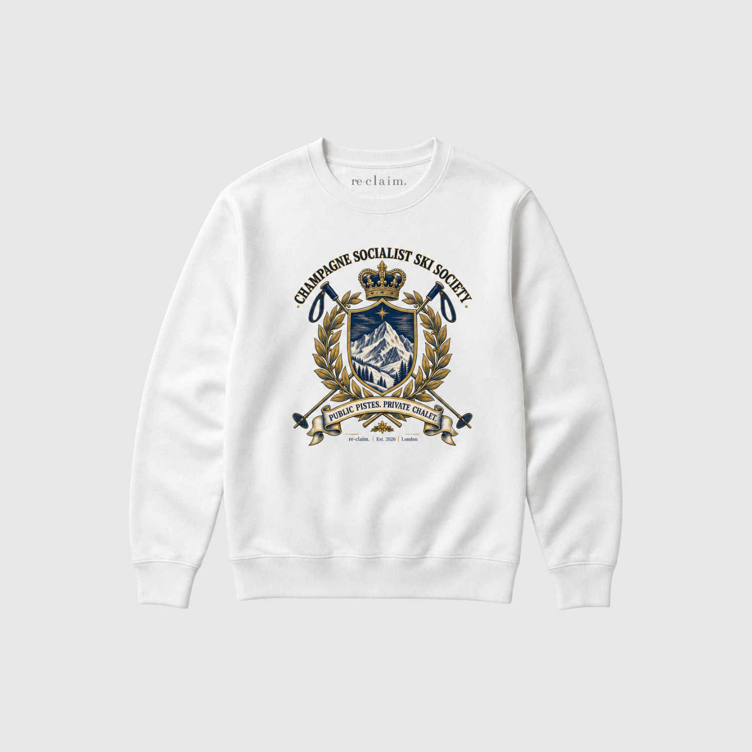 "CHAMPAGNE SOCIALIST SKI SOCIETY" ORGANIC SWEATSHIRT