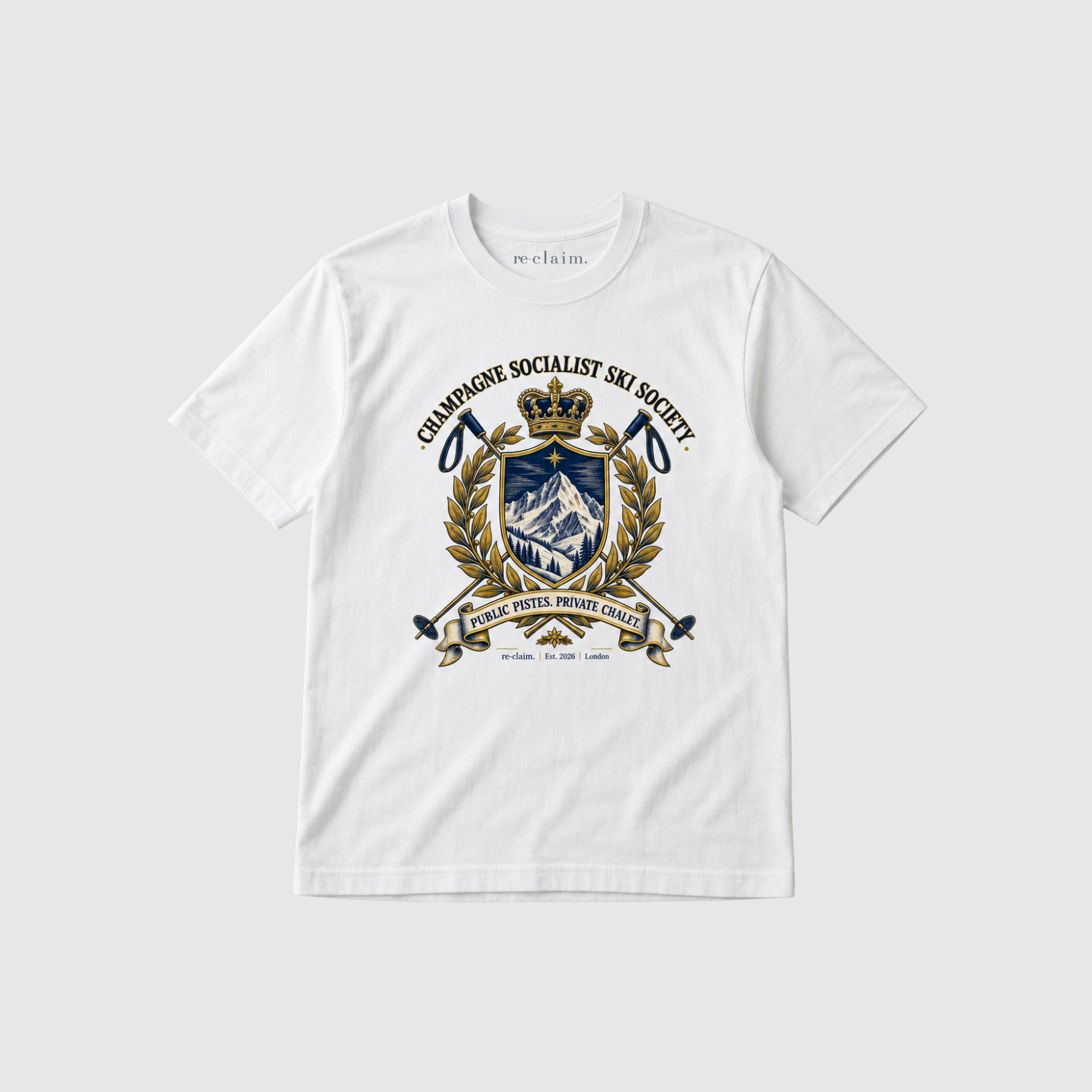 "CHAMPAGNE SOCIALIST SKI SOCIETY" ORGANIC T-SHIRT