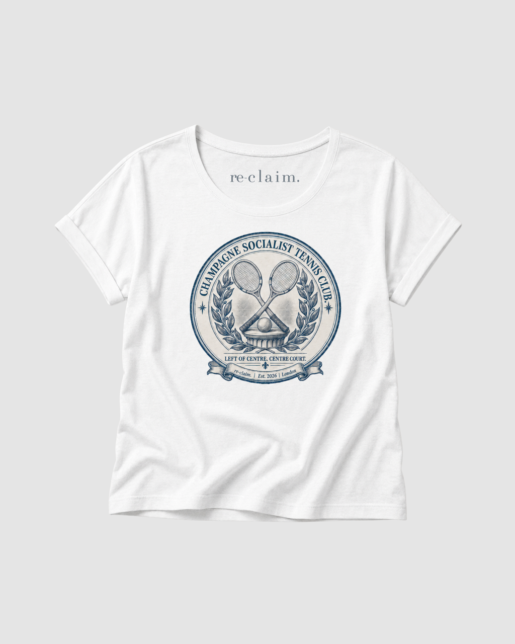 "CHAMPAGNE SOCIALIST TENNIS CLUB" WOMENS EXTENDED SHOULDER SHIRT