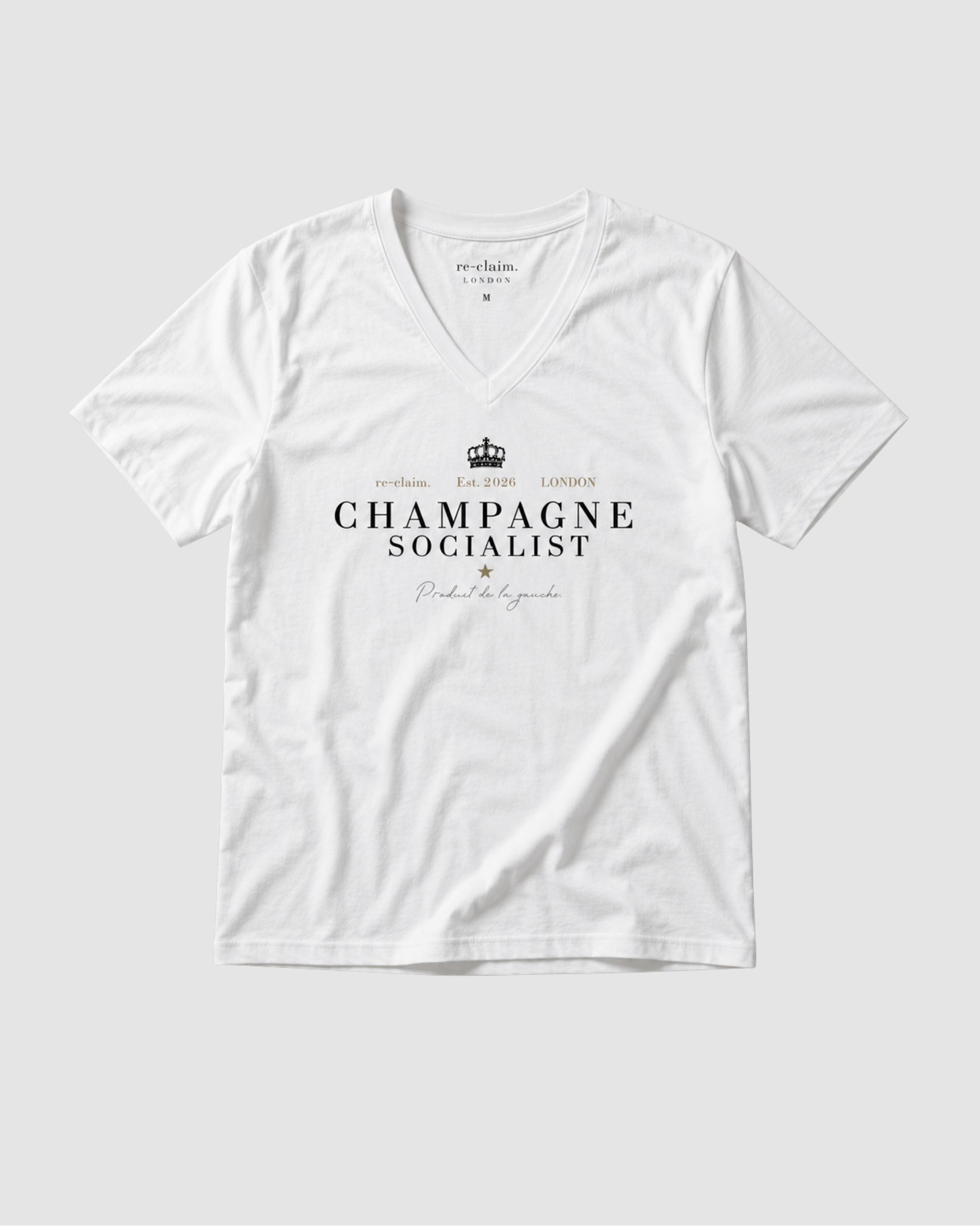 "CHAMPAGNE SOCIALIST" MENS V-NECK SHIRT