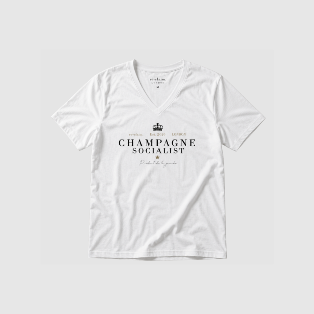 "CHAMPAGNE SOCIALIST" MENS V-NECK SHIRT
