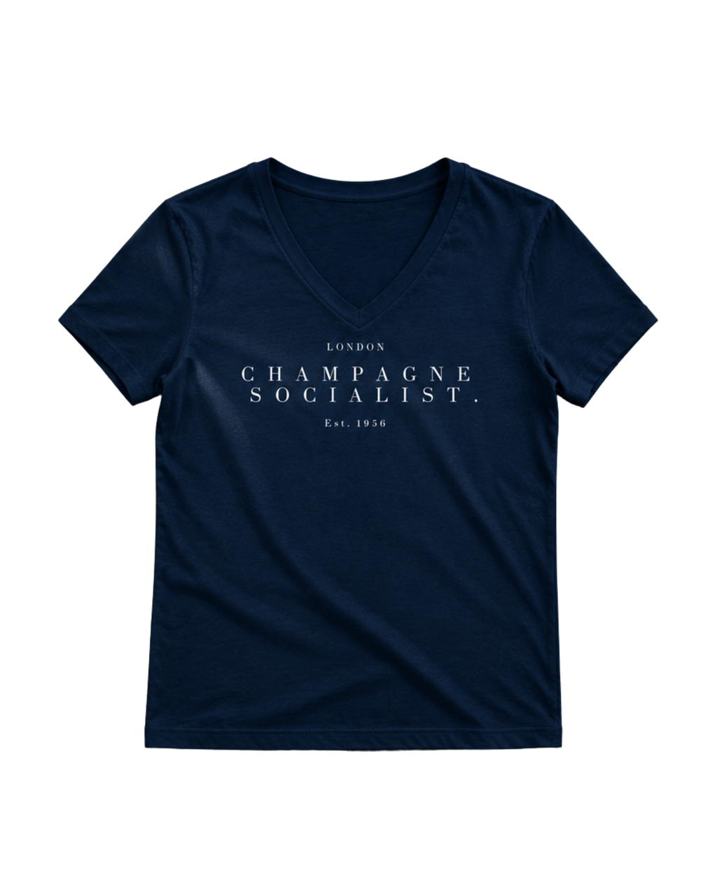 "CHAMPAGNE SOCIALIST." LADIES V-NECK SHIRT