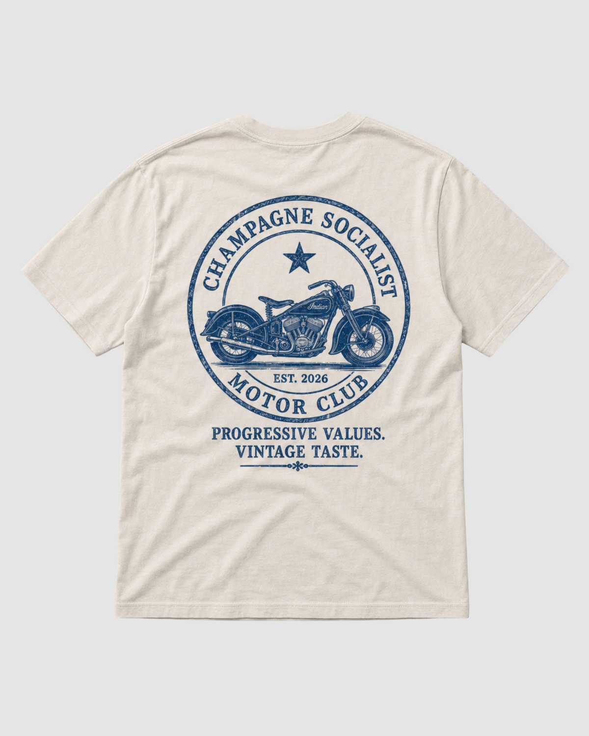"CHAMPAGNE SOCIALIST MOTOR CLUB"  ORGANIC SHIRT