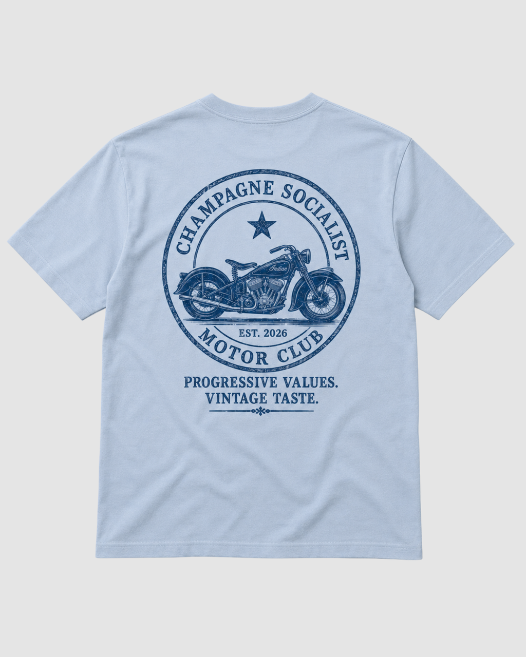 "CHAMPAGNE SOCIALIST MOTOR CLUB"  ORGANIC SHIRT