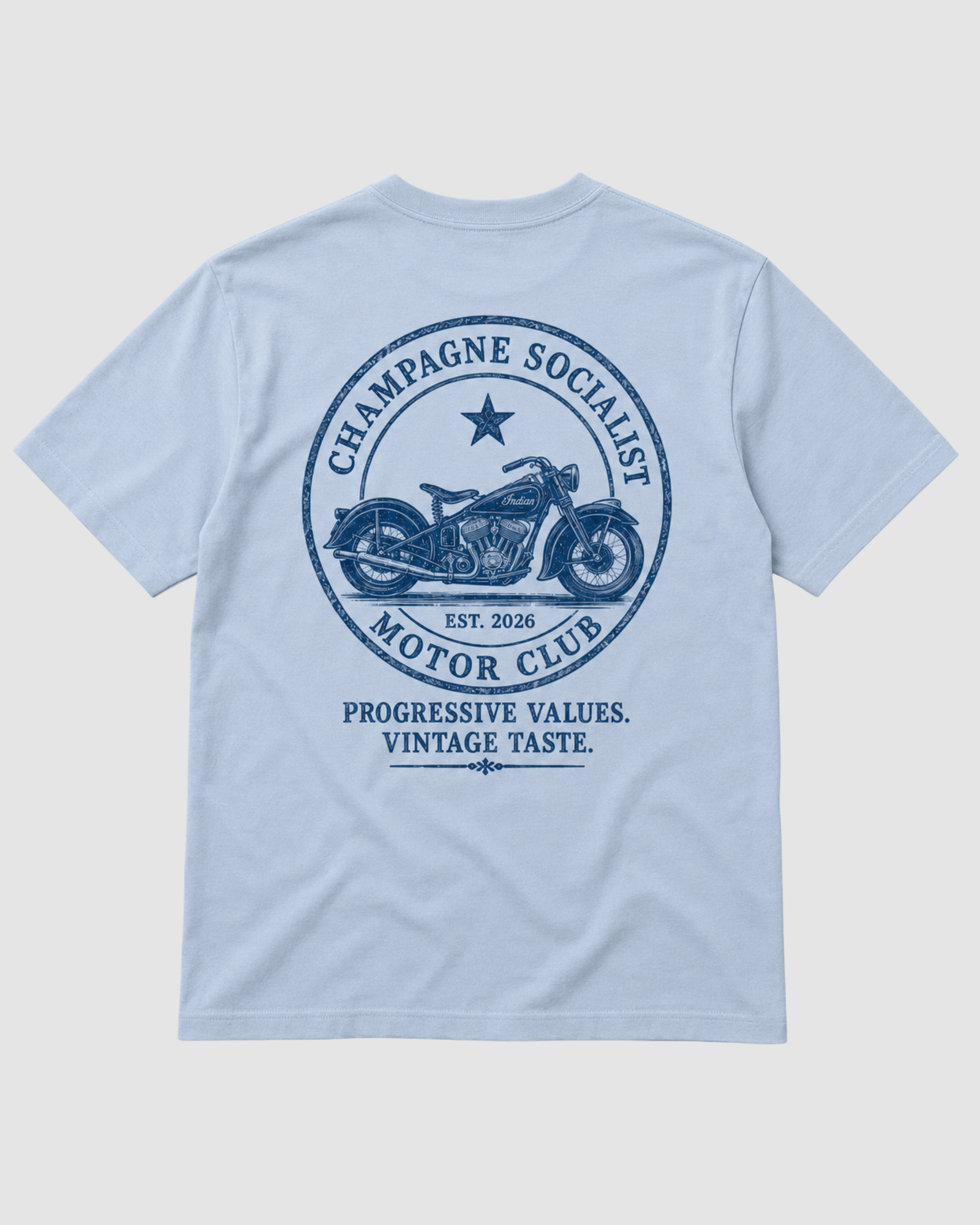 "CHAMPAGNE SOCIALIST MOTOR CLUB"  ORGANIC SHIRT