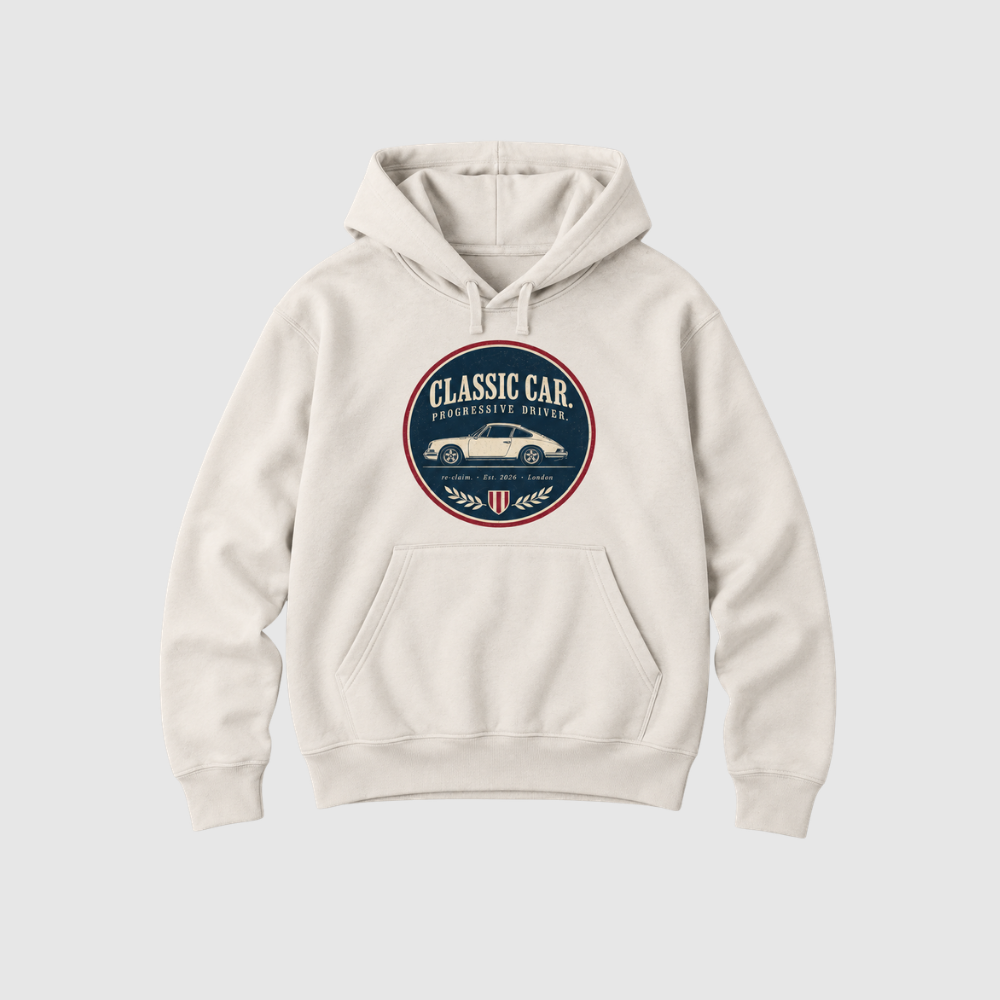 "CLASSIC CAR. PROGRESSIVE DRIVER."  ORGANIC HOODIE