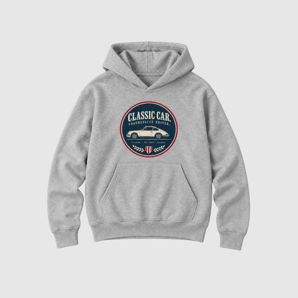 "CLASSIC CAR. PROGRESSIVE DRIVER."  ORGANIC HOODIE