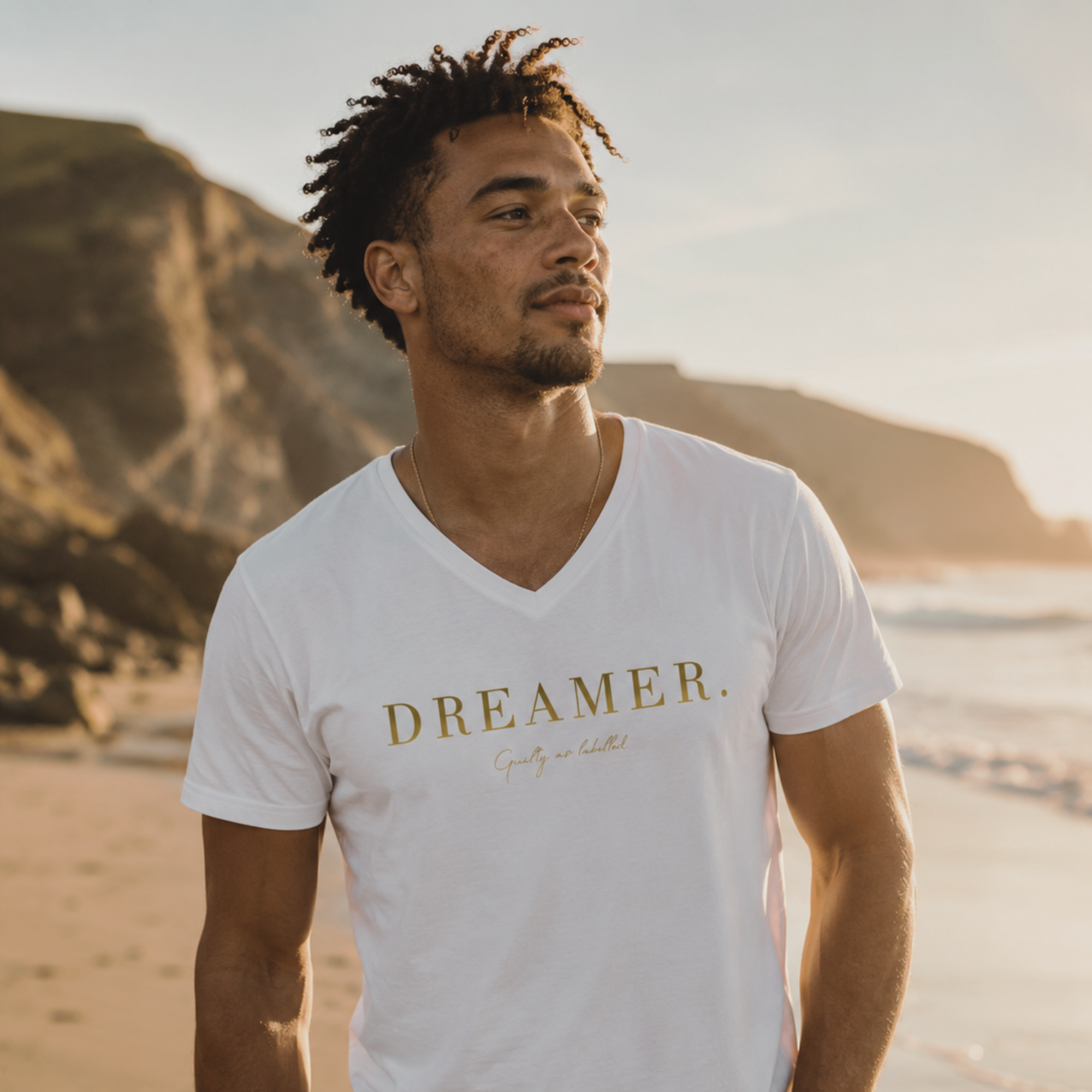"DREAMER." MENS V-NECK SHIRT