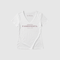 "ANTIFASCISTA AND YET FASHIONISTA."  LADIES V-NECK SHIRT