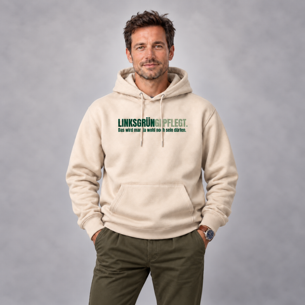 LINKSGRÜNGEPFLEGT. ORGANIC HOODIE