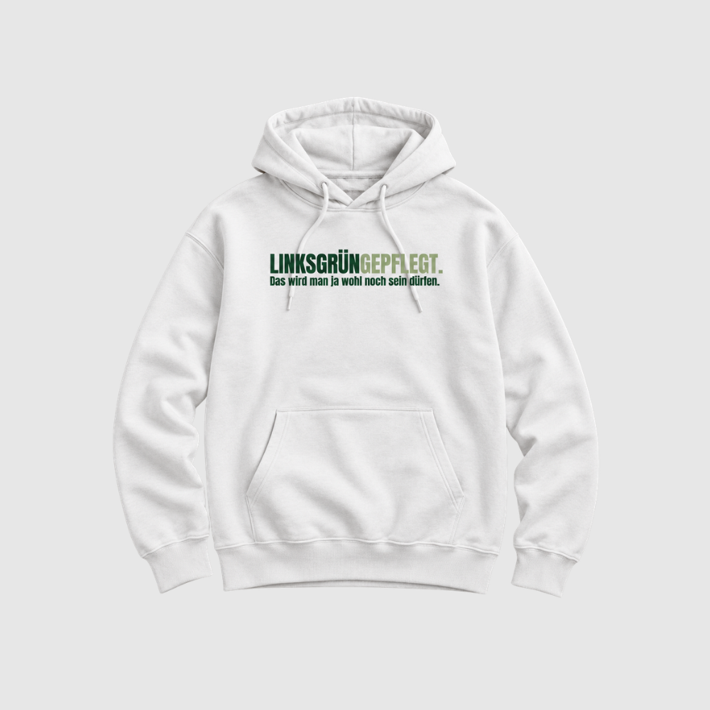 LINKSGRÜNGEPFLEGT. ORGANIC HOODIE