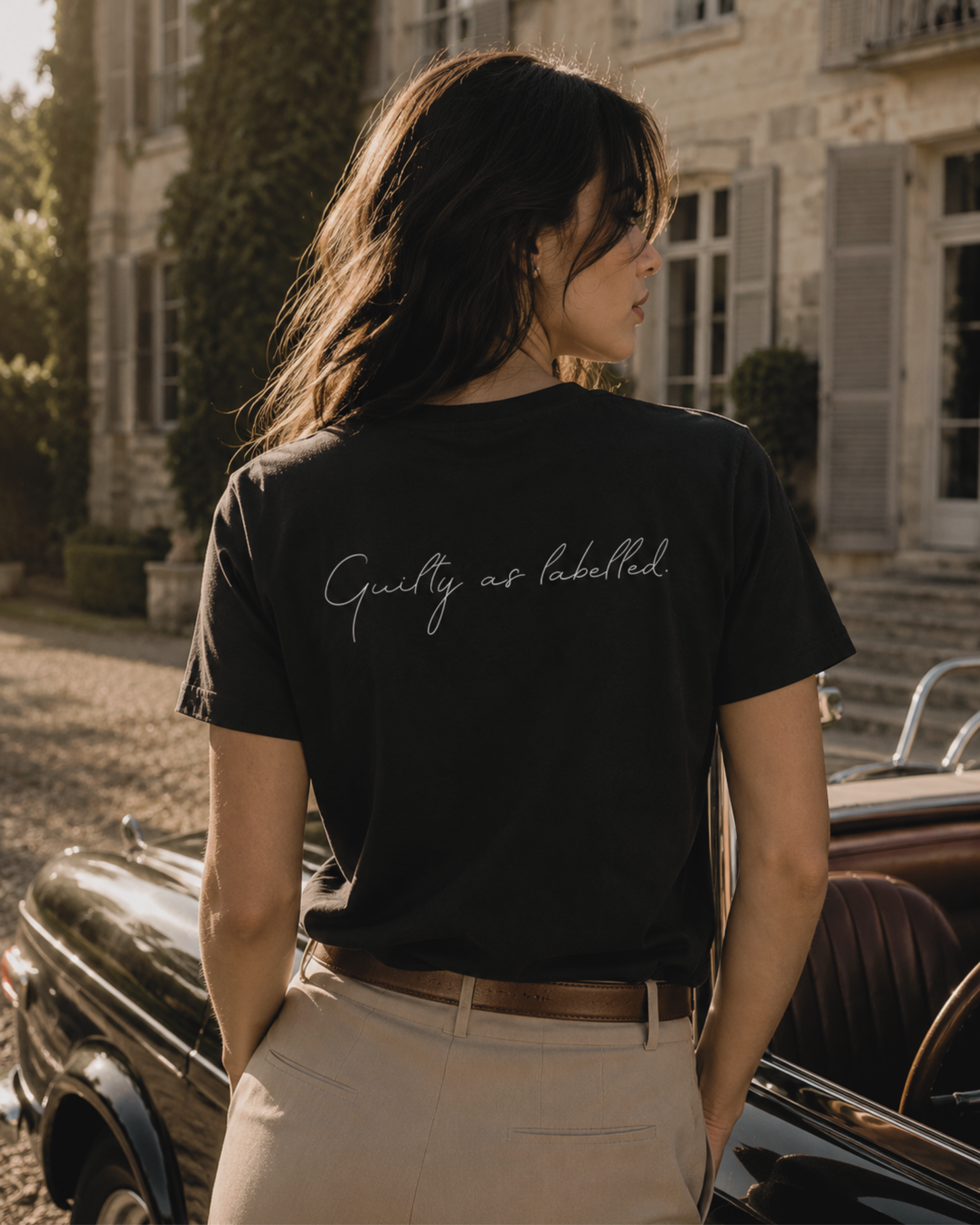 "CHAMPAGNE SOCIALIST." LADIES V-NECK SHIRT