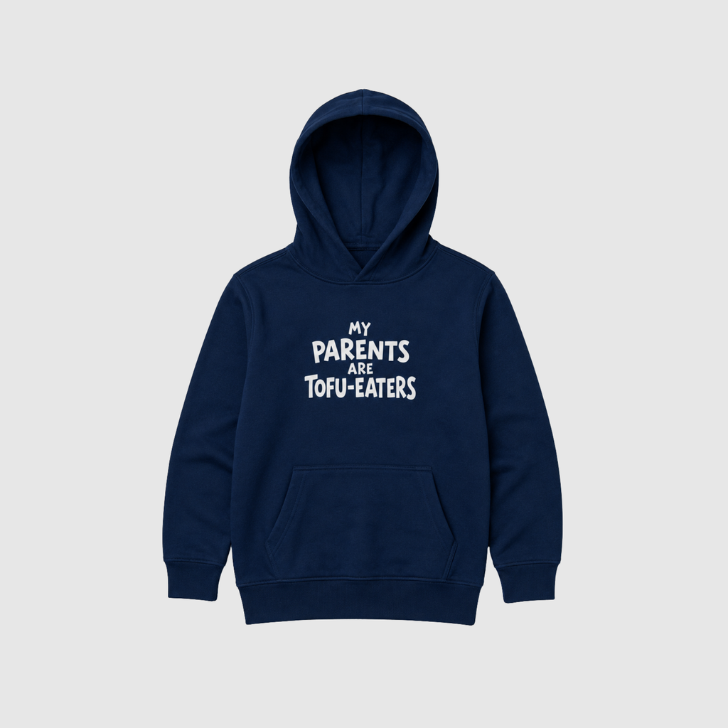"MY PARENTS ARE TOFU-EATERS" KIDS BIO HOODIE