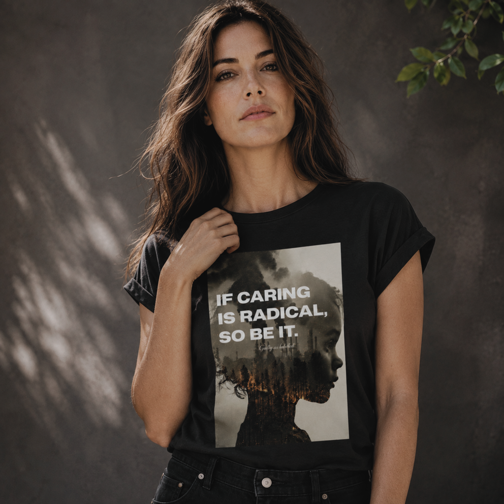 IF CARING IS RADICAL, SO BE IT. WOMENS EXTENDED SHOULDER T-SHIRT