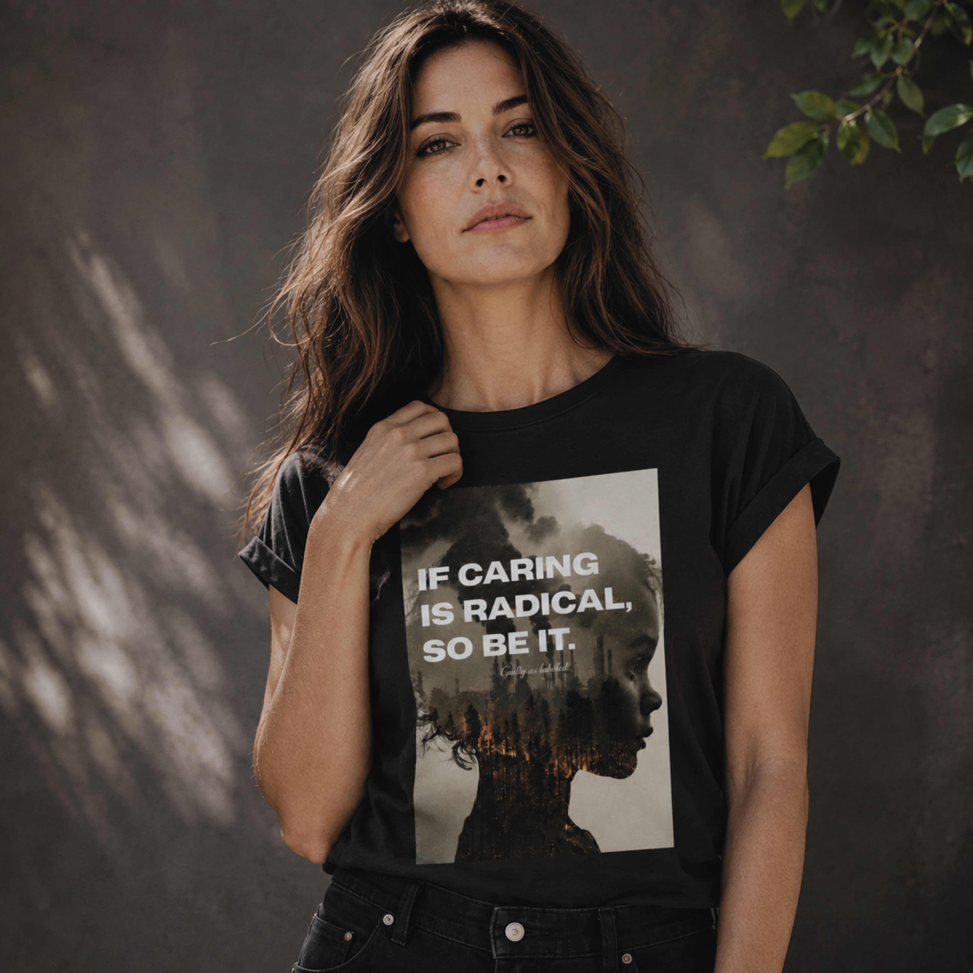 IF CARING IS RADICAL, SO BE IT. WOMENS EXTENDED SHOULDER T-SHIRT