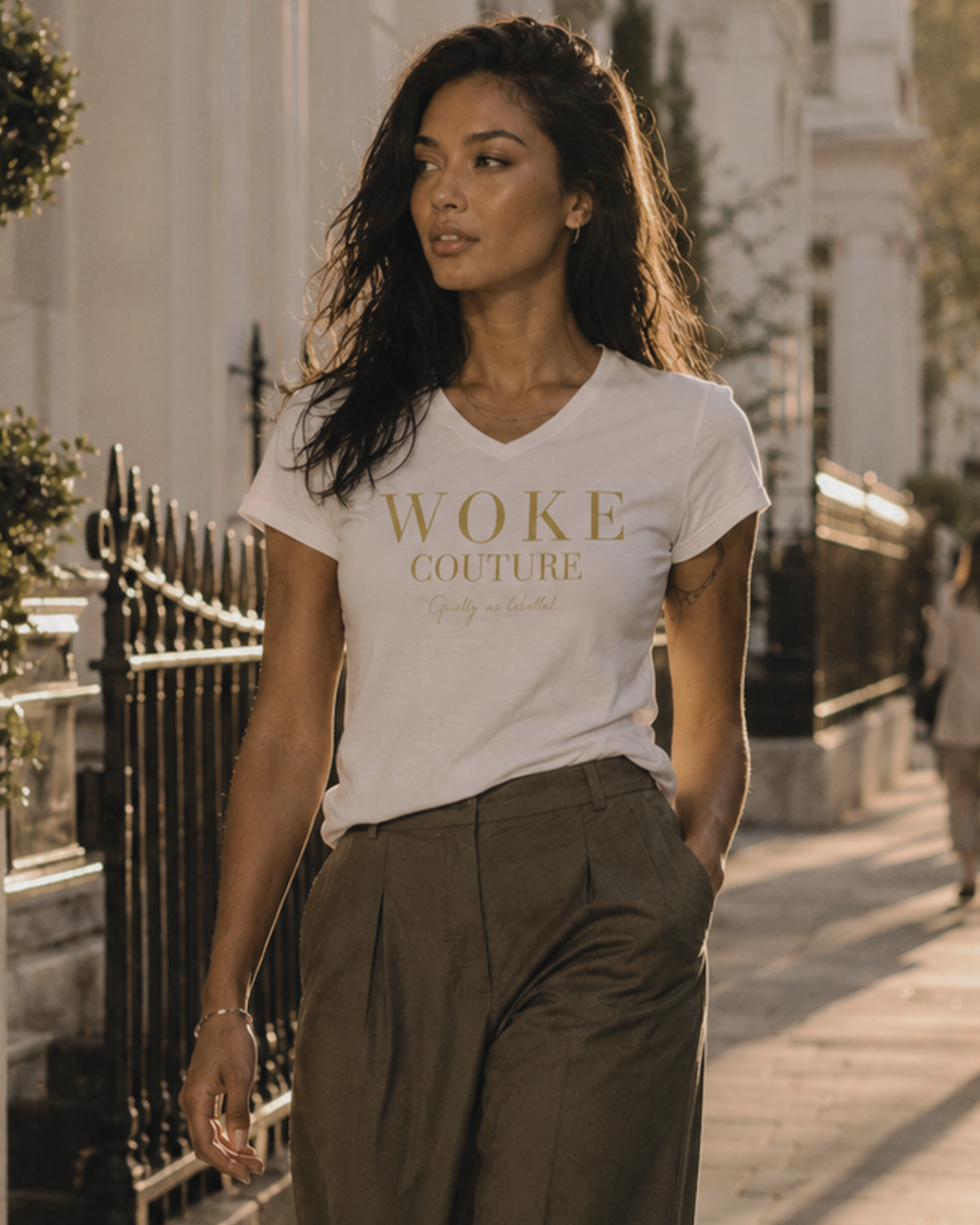 "WOKE COUTURE" LADIES V-NECK SHIRT