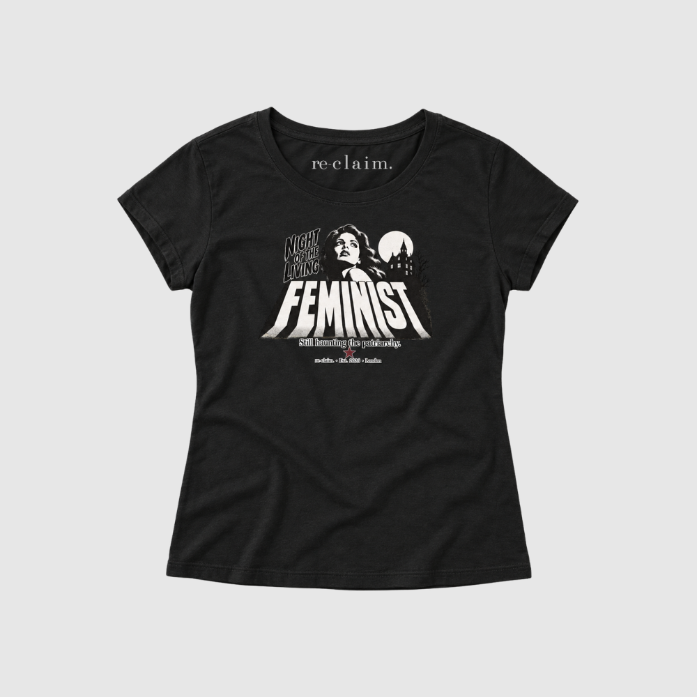 "NIGHT OF THE LIVING FEMINIST" WOMENS EXTENDED SHOULDER T-SHIRT