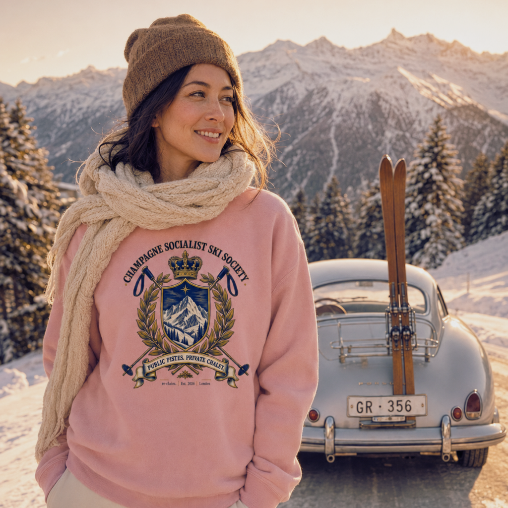 "CHAMPAGNE SOCIALIST SKI SOCIETY" ORGANIC SWEATSHIRT