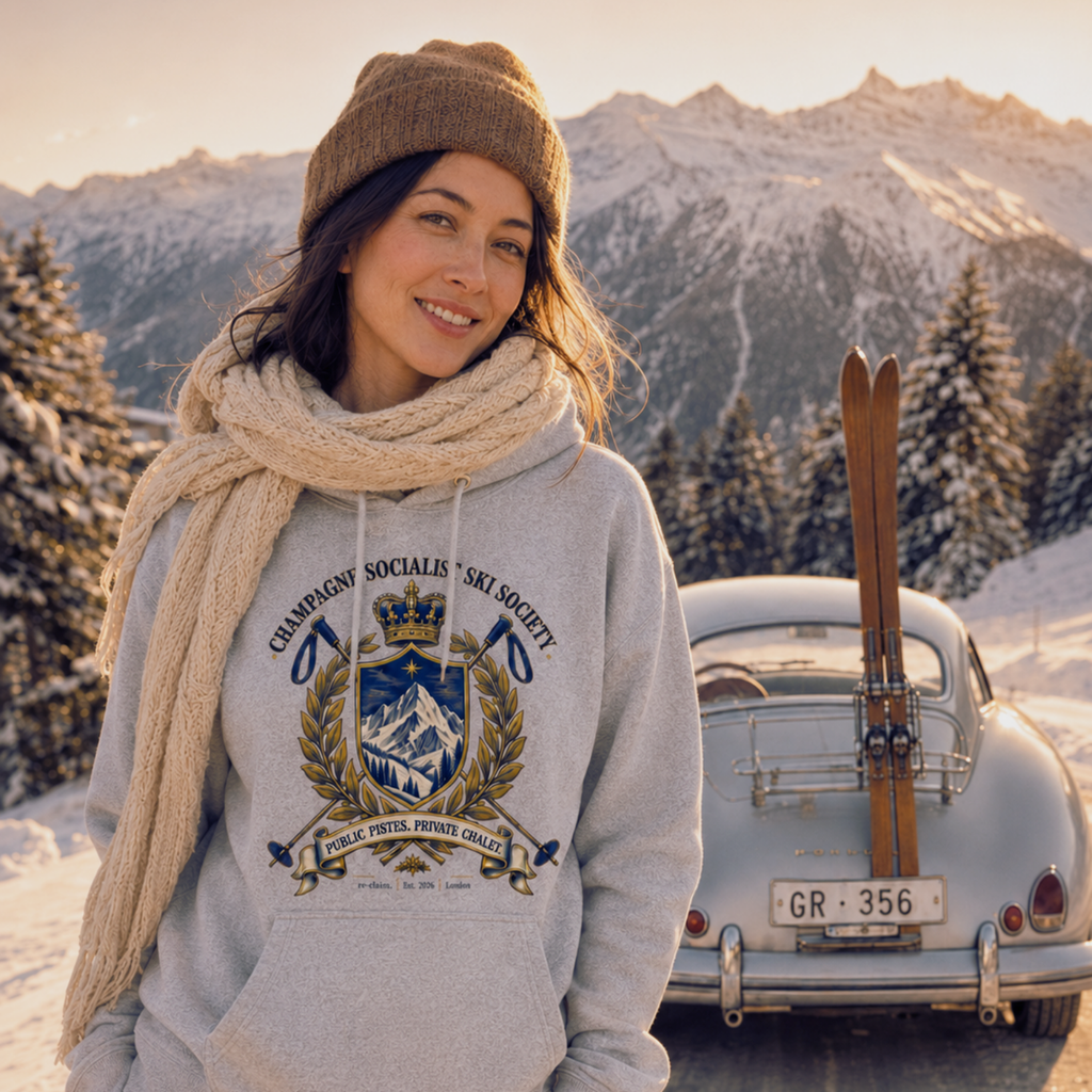"CHAMPAGNE SOCIALIST SKI SOCIETY" ORGANIC HOODIE