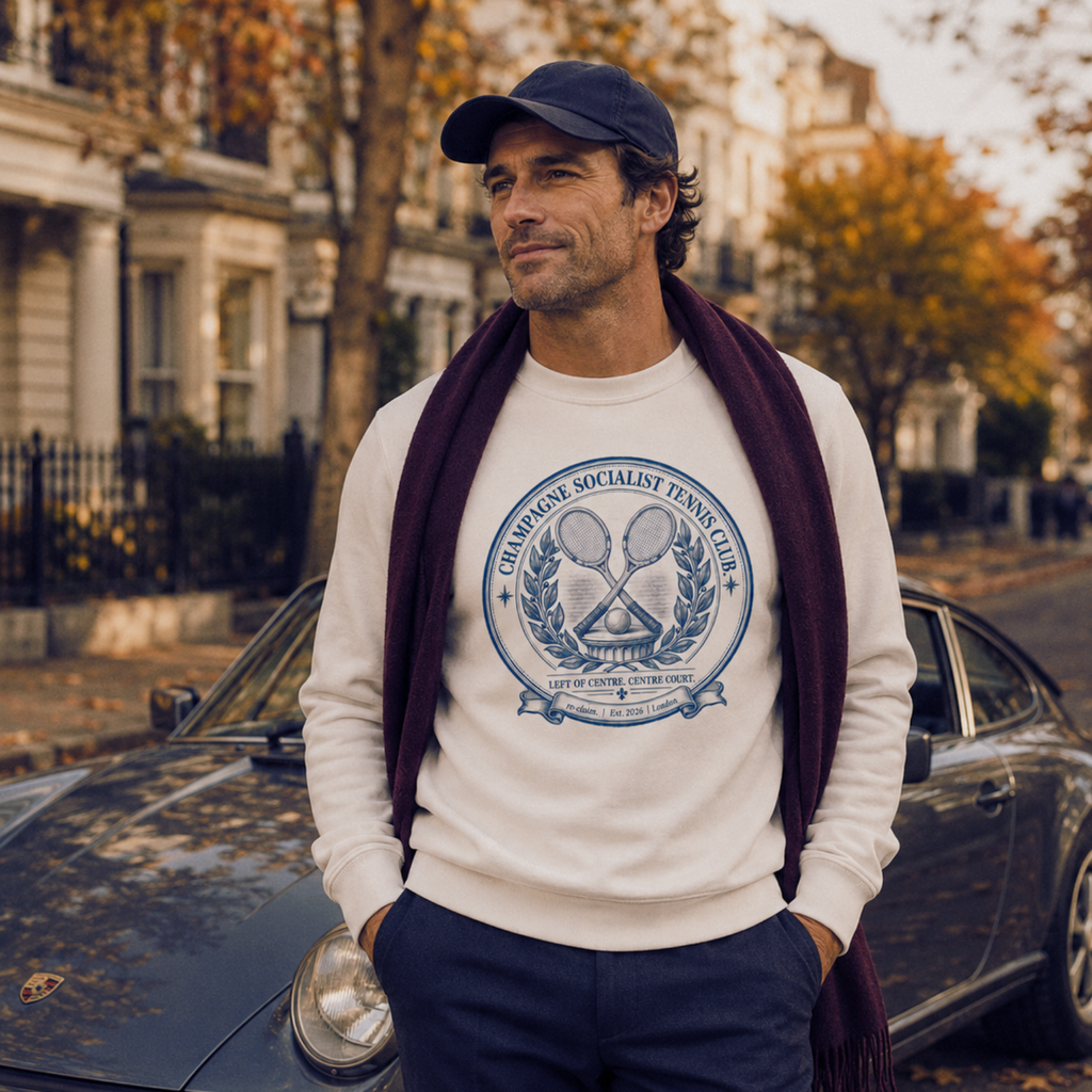 "CHAMPAGNE SOCIALIST TENNIS CLUB" ORGANIC SWEATSHIRT