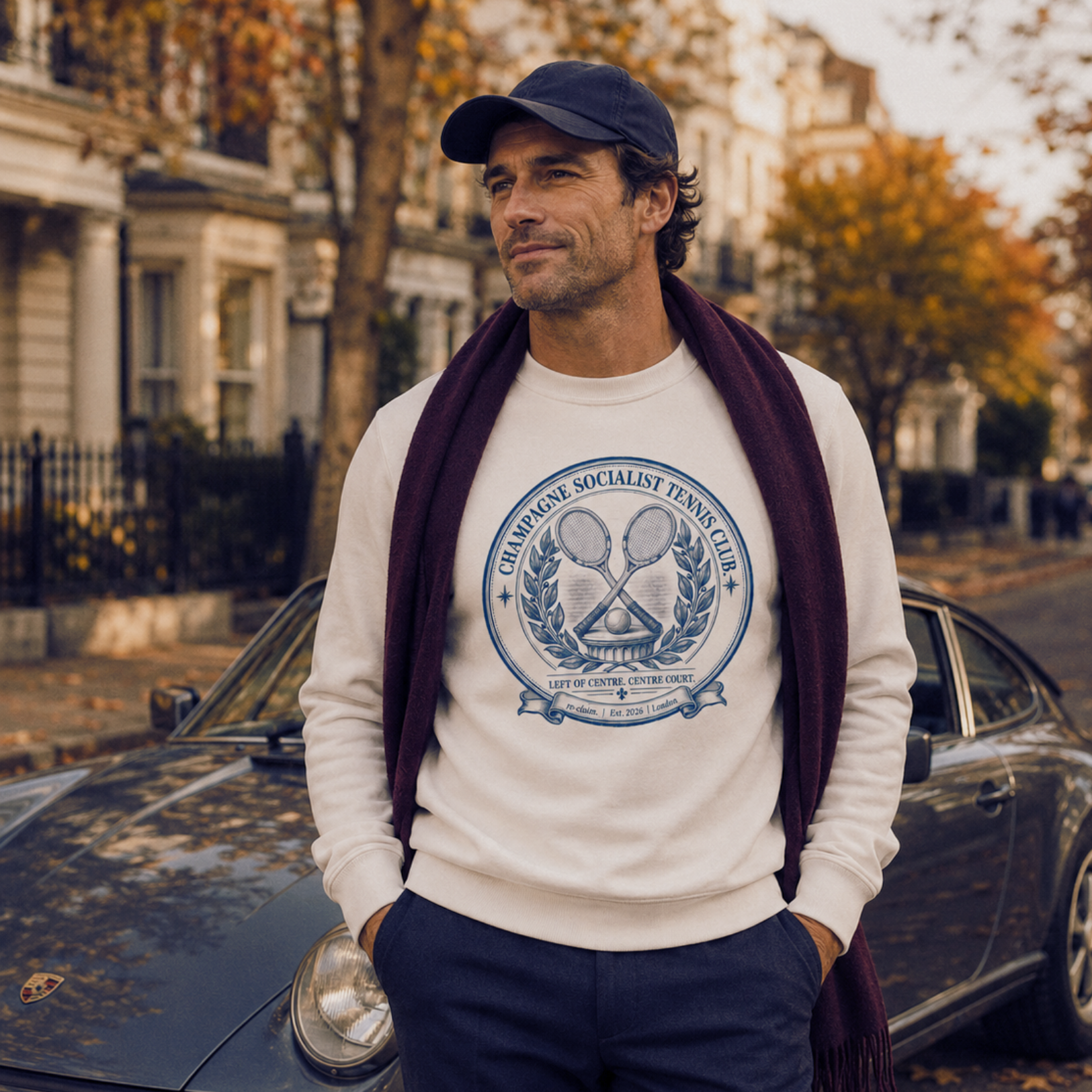 "CHAMPAGNE SOCIALIST TENNIS CLUB" ORGANIC SWEATSHIRT