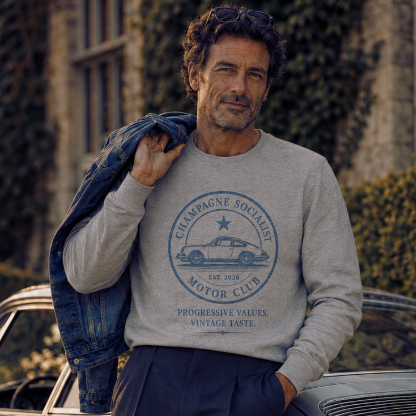 "CHAMPAGNE SOCIALIST MOTOR CLUB" ORGANIC T-SHIRT - Organic Basic Unisex Sweatshirt
