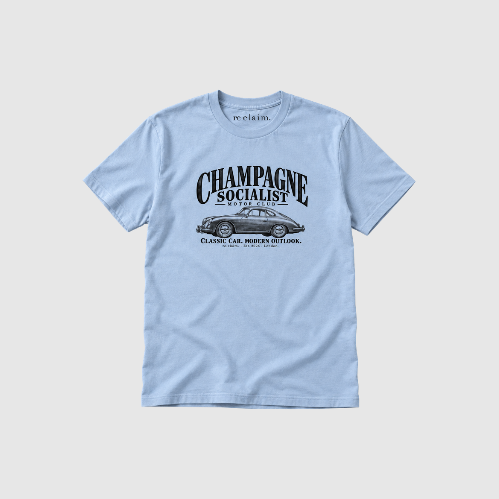 "CHAMPAGNE SOCIALIST MOTOR CLUB" ORGANIC T-SHIRT