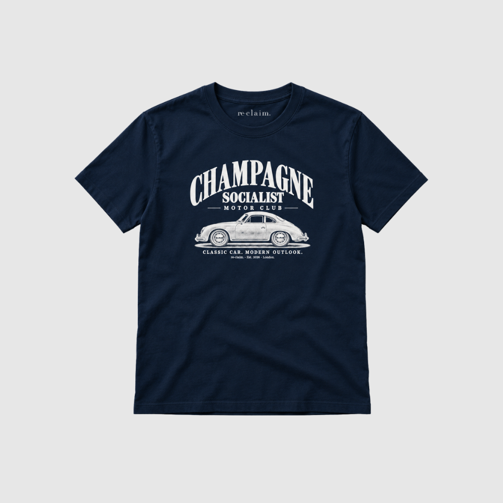 "CHAMPAGNE SOCIALIST MOTOR CLUB" ORGANIC T-SHIRT
