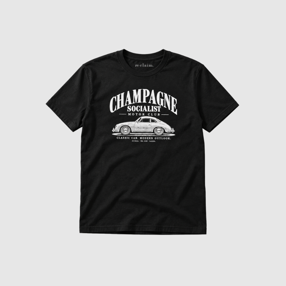 "CHAMPAGNE SOCIALIST MOTOR CLUB" ORGANIC T-SHIRT