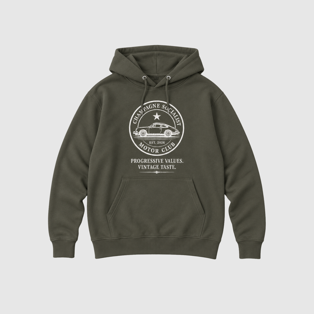 "CHAMPAGNE SOCIALIST MOTOR CLUB" ORGANIC HOODIE