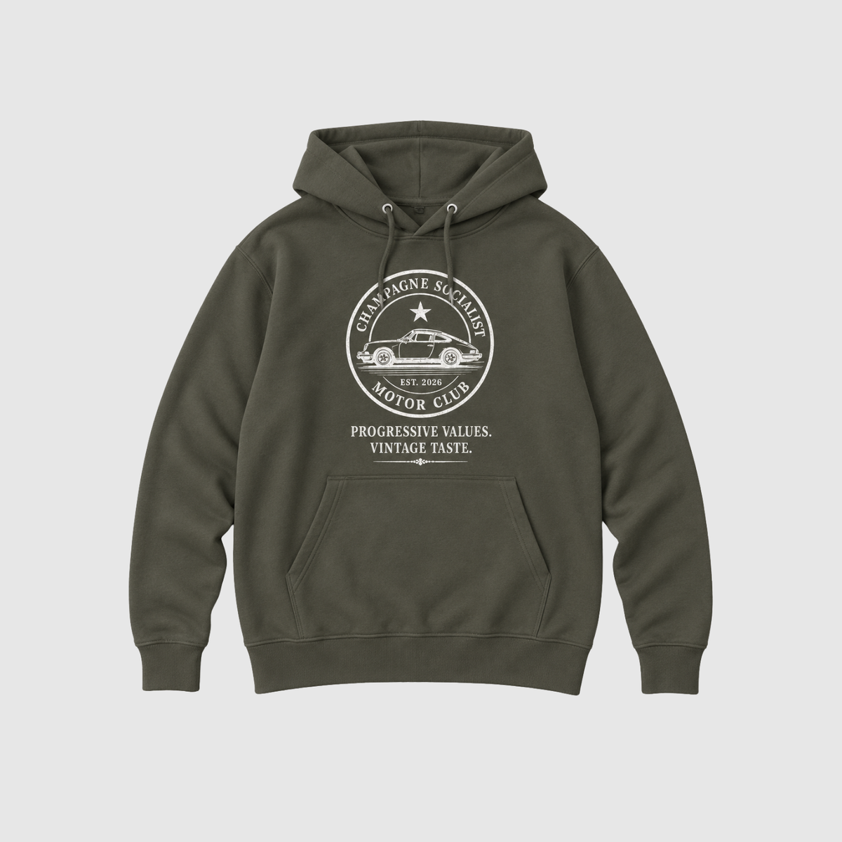 "CHAMPAGNE SOCIALIST MOTOR CLUB" ORGANIC HOODIE